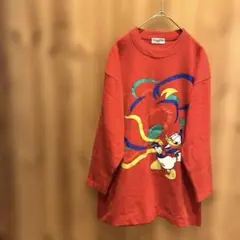 【ダイアクラブ】トレーナー　スウェット　長袖　ドナルド　プリント　レッド　日本製