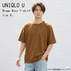 ユニクロU クルーネックTシャツ XL ブラウン 無地 シンプル 希少サイズ