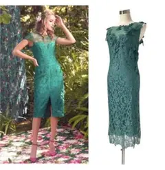 ミラノコレクション 定価10万円 神秘のビリジアングリーン 総レースワンピース