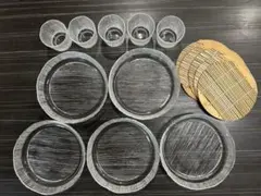 ガラス製 蕎麦皿 5枚セット 竹すのこ付きのサムネイル