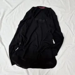 カシミヤ シルク✨コントワー・デ・コトニエ　ニット　レイヤード風　ブラック　S