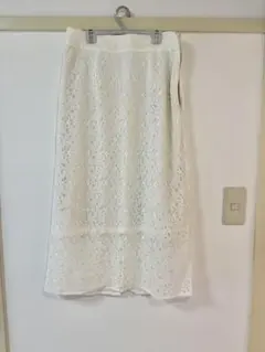 GU レース ロングスカート ホワイト M