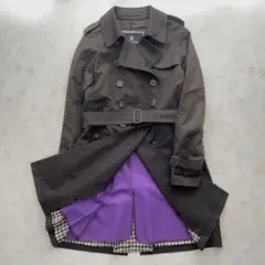 美品 Aquascutum レンチコート 紫ライナー　ブラウン　パープル　M相当