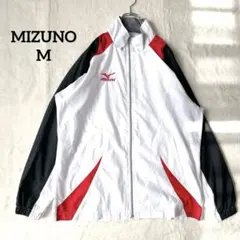 ミズノ　ウィンドブレーカー　スポーツ　ロゴ刺繍　ユニセックス　カジュアル　白　M