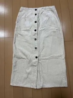 GU コーデュロイ　スカート　白　ホワイト