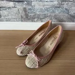 ⭕️ neuemarche ツイード パンプス リボン ピンク　日本製　22.0のサムネイル