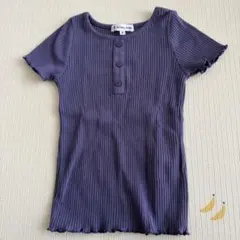 GLOBAL WORK リブ Tシャツ パープル Sサイズ　キッズのサムネイル