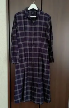 UNIQLO 長袖 チェック柄 ワンピース M