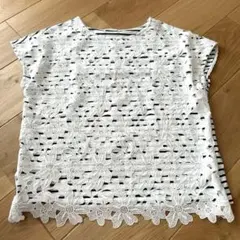 アースミュージック&エコロジー トップス ボーダー レース 半袖 花柄 フリー