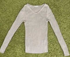 【美品】GU Vネック リブニット ゴールド 長袖 S