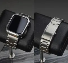 アップルウォッチ ステンレス バンド シルバー ケース セット 44/45mm♪