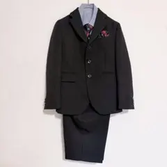 ダークグレー ストライプ柄 スーツ 120A ハーフパンツ　短パン　４点セット