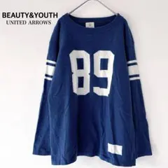 ビューティー＆ユース　ブルー　ニット　ナンバリング フットボール　セーター　青