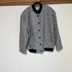 千鳥格子ジャケット　薔薇ボタン　大きめサイズ【Lサイズ】