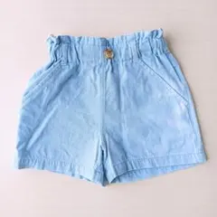 ライトブルー デニム風 ハーフパンツ