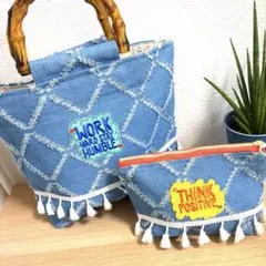 ふんわりミニ バンブーバッグ▸︎▹︎デニムリメイク