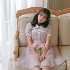 evelyn レースフレアOP 総レース ワンピース ピンク