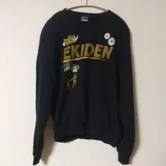 90s アシックス 京都 駅伝 スウェット トレーナー 黒 S 漢字