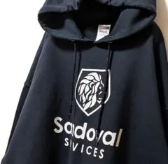 ジャージーズ サンドバルサービス ロゴ スウェットパーカーブラック黒XL古着