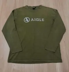 【週末値下げ】AIGLE エーグル　長袖Tシャツ　カーキ　メンズ　L