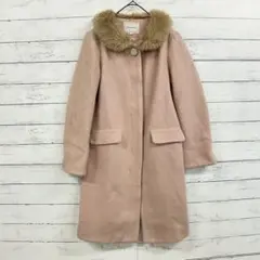Couture brooch ロングコート 40 ピンク アンゴラ混 ファー 冬のサムネイル