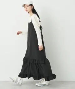 earth music&ecology ティアードキャミワンピース【ブラック】