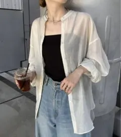 CIAOPANIC TYPY シアーバンドカラーシャツ ホワイト