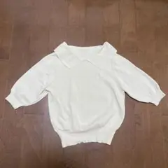 フィント　襟付きホワイトニット