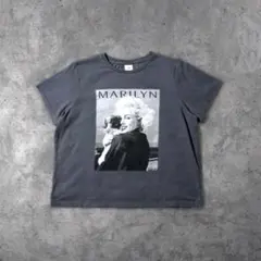 古着 H&M マリリン モンロー 短丈 半袖 Tシャツ XL ダークグレー