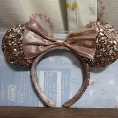 ミニーマウス風ローズゴールドカチューシャ