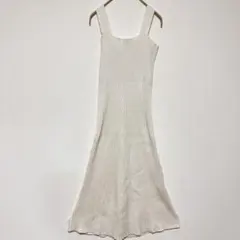 １点限り✨️リブニットワンピース ロング キャミワンピ アイボリー 美シルエット