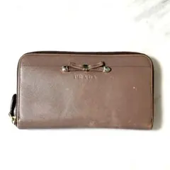 PRADA プラダ サフィアーノ レザー リボン 長財布 ピンク