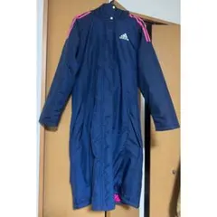 adidas アディダス フード付きベンチコート M ネイビー/ピンク