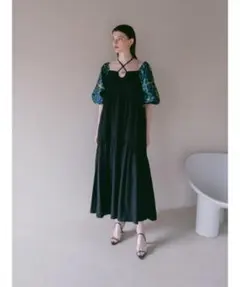 Sahara サハラ　ジャガードスリーブティアードドレスのサムネイル