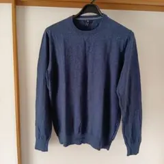 ネイビー クルーネックニット M