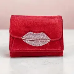 Casselini キャセリーニ ベロア 三つ折り財布 リップ 赤のサムネイル