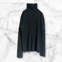 コムサイズム　グレー系　リブ編みタートルネック　長袖セーター　薄手ニット　L