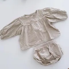 soraさん専用値下げ○チェック柄・ブルマセットアップ