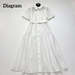 美品✧ ダイアグラム メッシュレース切替ワンピース インナー付き ホワイト36