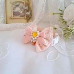 ジューンブライド、シングルリボン(ピンク①)わんちゃん猫ちゃん用首輪