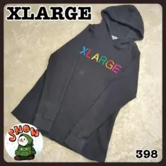 XLARGE　エクストララージ　フード付　ニット　パーカー　ビックロゴ　刺繍ロゴ