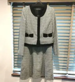 セレモニースーツ セットアップ ワンピース ノーカラー パール リボン レース