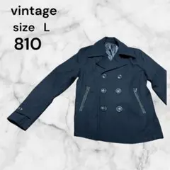 vintage ピーコート ブラック Lサイズ黒　冬用シンプル無地　古着のサムネイル