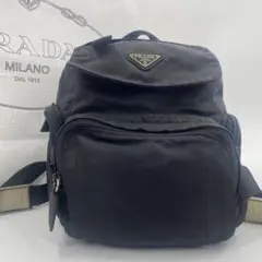 希少 美品 プラダ ナイロン 三角ロゴプレート ミニリュック バックパック 黒