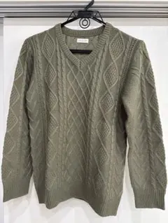 nano-universe オリーブグリーン Vネックセーター