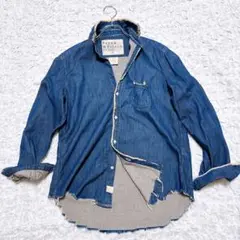 フランクアンドアイリーン デニムシャツ スキッパー　ダメージ加工