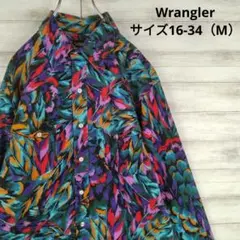 ラングラー☆総柄　USA製　長袖シャツ　Wrangler　総柄　サイズM
