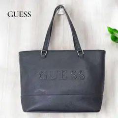 GUESS ゲス　裏地ロゴ　トートバッグ　ハンドバッグ　ブラック