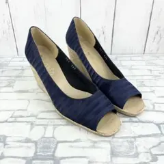 DIANA ウェッジサンダル 23.5 ネイビー イタリア製 夏 上品
