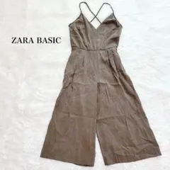 ザラ サロペットパンツ オーバーオール ワイドストレート 美シルエット 重ね着